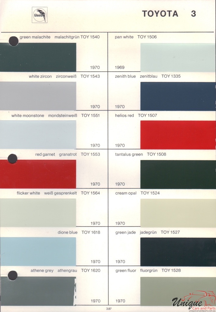 1970 Toyota Paint Charts Glasurit 3